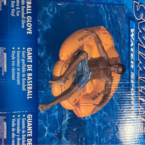 Men's Orange Inflatable Swim Glove - Picture 4 of 8